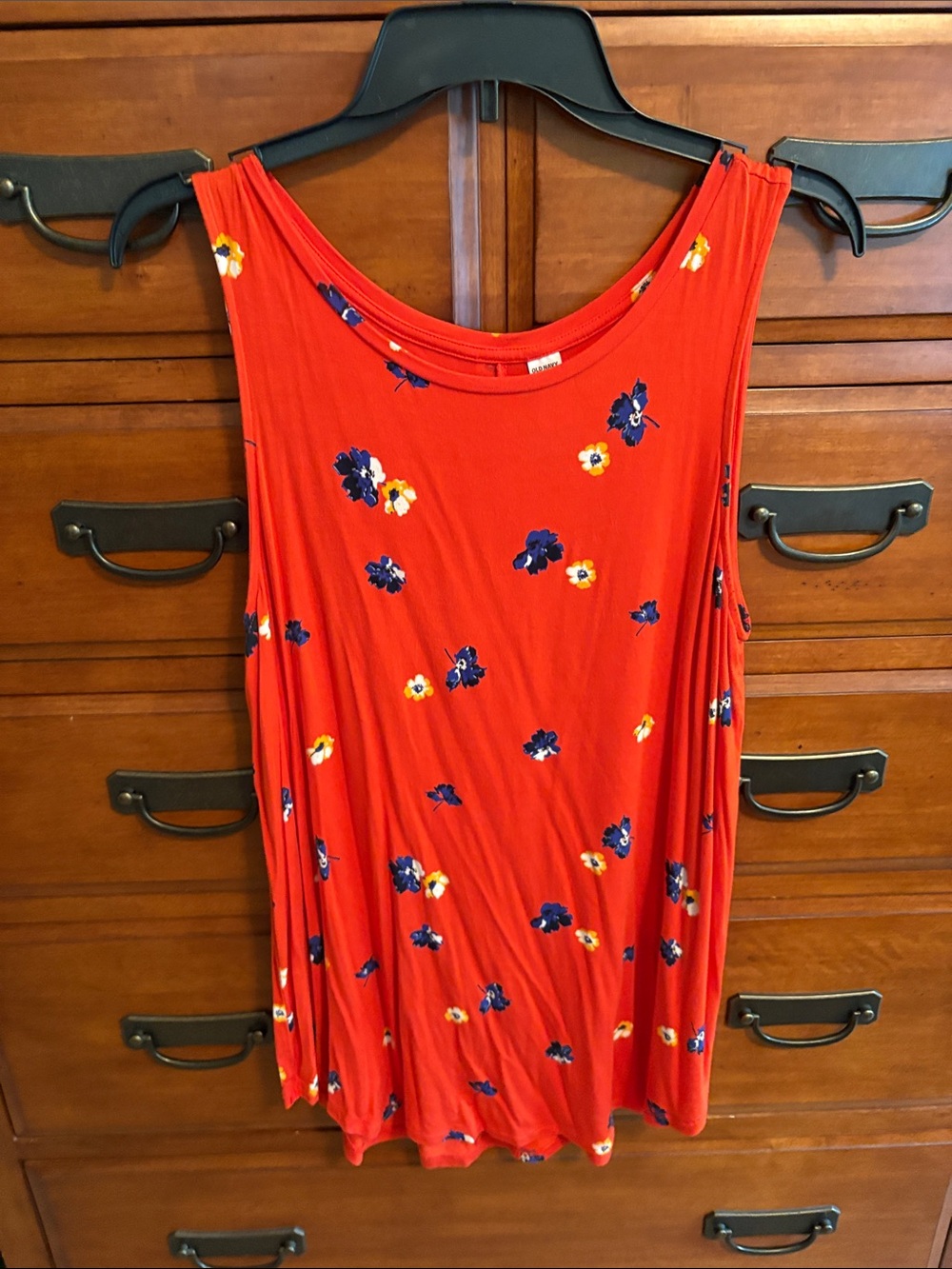 Old Navy Red/Orange Floral Swing Tank Top